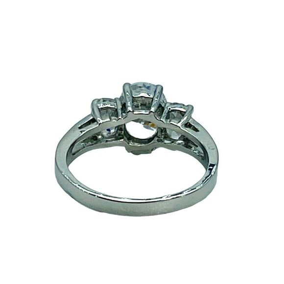 Trilogy Cubic Zirconia.Three Stone Trinity Engagement Ring Marked JA Silver Tone - Picture 11 of 12